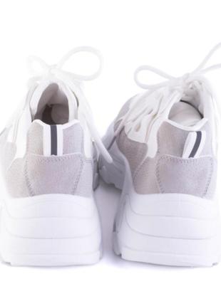 Стильные белые серые замшевые кроссовки на платформе толстой подошве массивные модные3 фото