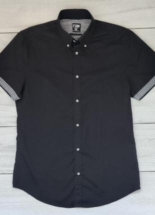 Якісна тонка чорна чоловіча сорочка slim fit