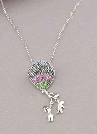 Подвеска   из ювелирного сплава xuping не темнеет  фианит 45 см.  родий2 фото