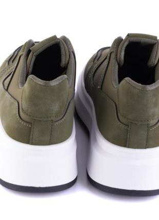 Стильные зеленые хаки кроссовки кеды криперы на платформе толстой подошве модные5 фото