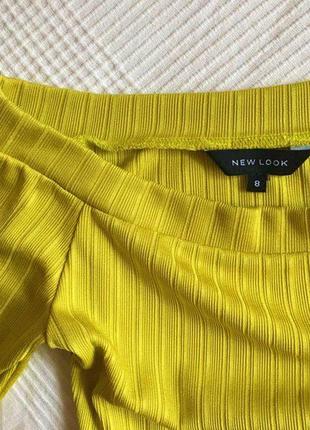 Топ желтого, горчично-лимонного цвета в рубчик, открытые плечи xs от бренда new look2 фото