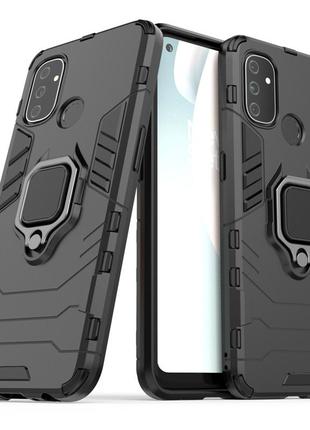 Чехол fiji ring для oneplus nord n100 бронированный бампер с кольцом черный