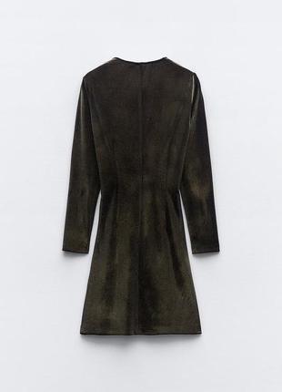 Ефектна оксамитова міні сукня бронзова zara зара6 фото