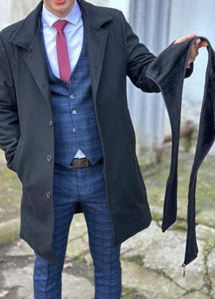 Чоловіче пальто pierre carlos | чорне | шерсть | туреччина9 фото