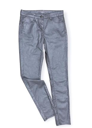 Новые однотонные брюки скошенные серебряные marks & spencer jeggings 12/401 фото