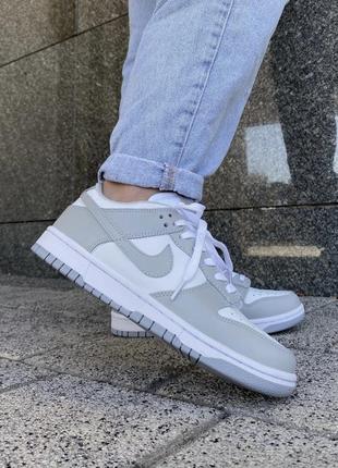 Найк данк ловля лайт серые nike dunk low light grey/white1 фото