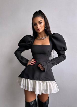 Сукня з об'ємними рукавами + спідниця з воланами