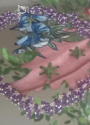 Витончений чокер із скляних намистин. англія.