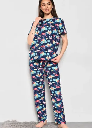 Піжама-двійка з тропічним принтом фламінго футболка і штани
