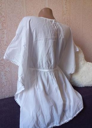 Пляжная туника платье легкая сорочка белая с декором хлопок!4 фото