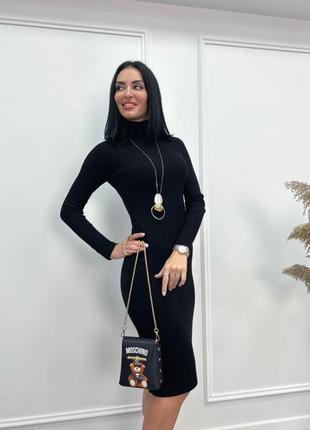 Женское платье гольф рубчик весна демисезон базовое