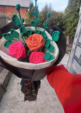 Продаю в'язані квіти ручної роботи5 фото