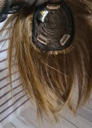 Накладка топпер макушка челка-шторка 100% натуральный волос.