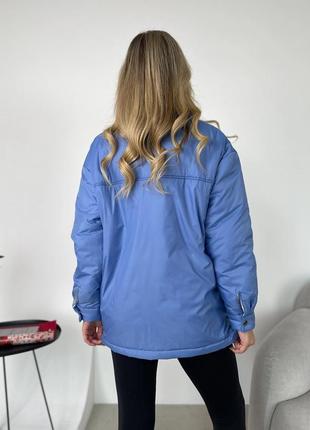 Куртка женская стеганая базовая без капюшона весенняя демисезонная на весну синяя белая бежевая коричневая короткая7 фото