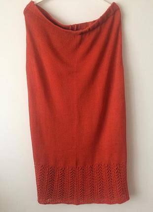 Вязаная красная юбка