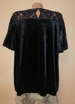Женская бархатная, велюровая кофта, блузка с коротким рукавом peacocks7 фото