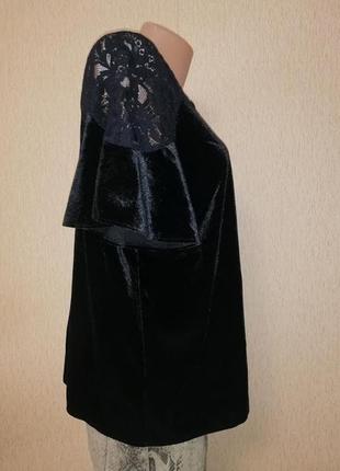 Жіноча оксамитова велюрова кофта, блузка з коротким рукавом peacocks6 фото
