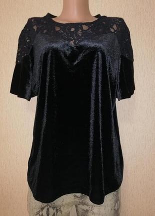 Жіноча оксамитова велюрова кофта, блузка з коротким рукавом peacocks4 фото