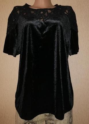 Жіноча оксамитова велюрова кофта, блузка з коротким рукавом peacocks1 фото
