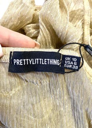 Золотистое боди плиссе prettylittlething3 фото