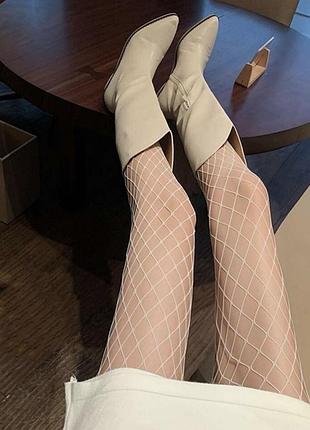Колготи жіночі колготки стильні білі колготи у сіточку, high heels