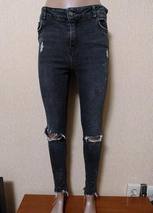 Стильные женские серые рваные джинсы denim co1 фото