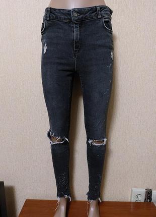 Стильные женские серые рваные джинсы denim co3 фото