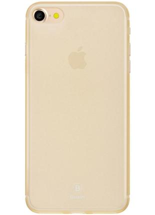 Чехол baseus для iphone se 2020/8/7 slim transparent gold (wiapiph7-ct0v)1 фото