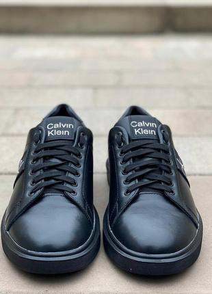 Чоловічі шкіряні, чорні, стильні та якісні кросівки calvin klein  black line. від 40 до 45. 1011 дм3 фото