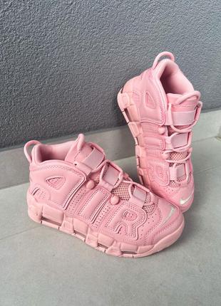 Красивейшие женские кроссовки nike air more uptempo full pink 2024 розовые