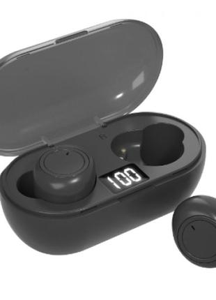 Вакуумні бездротові навушники y50 tws c led екраном black