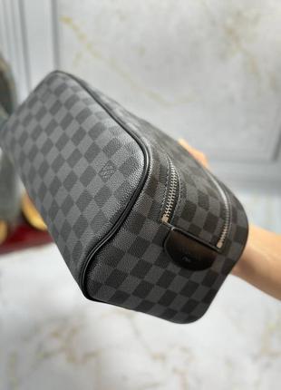 Кейс для косметики серый черный канва шашка
