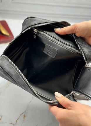 Кейс для косметики серый черный канва шашка