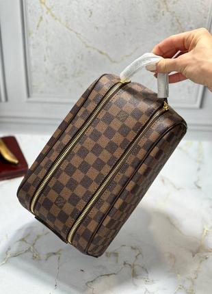 Кейс для косметики коричневый канва шашка