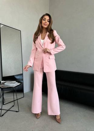 Женский брючный костюм тройка ❤️ женский костюм с брюками ❤️ розовый костюм