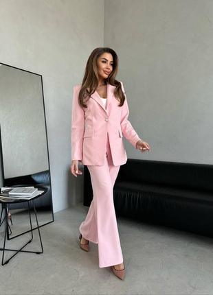 Женский брючный костюм тройка ❤️ женский костюм с брюками ❤️ розовый костюм