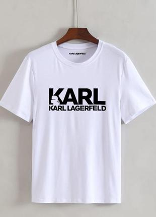 Женская футболка оверсайз oversize karl lagerfeld карл лагерфельд белая1 фото