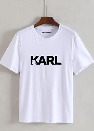 Женская футболка оверсайз oversize karl lagerfeld карл лагерфельд белая