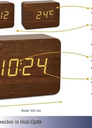 Уценка! дизайнерский радиоуправляемый будильник tfa dostmann clocco в стиле дерева2 фото