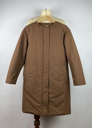 Теплая женская пуховая куртка uniqlo hybrid beige puffer coat size s