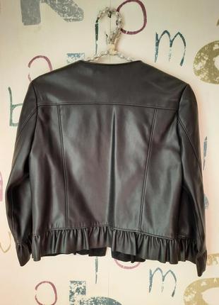 Куртка кожаная укороченная черная zara мябочка5 фото