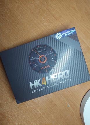 Smart watch hk4 hero черный black круглый корпус amoled дисплей два ремешка + подарок металлический ремень (розового цвета)