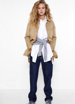 Женская демисезонная куртка zara бежевая куртка сорочка весенняя куртка пальто4 фото