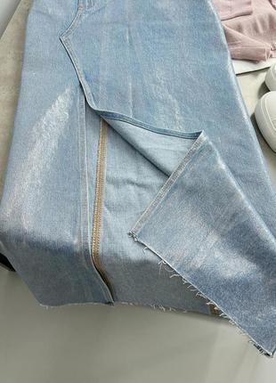 Очень красивая юбка zara меди с разрезом, с серебряным напылением3 фото