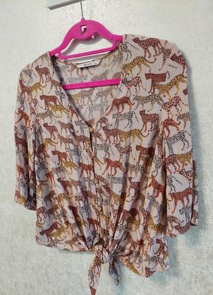 Укороченная блуза в принт леопардов tu( размер 36-38)9 фото