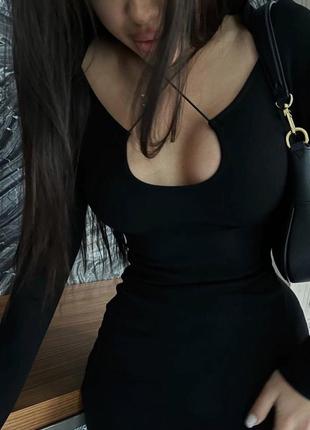 Черное платье миди2 фото