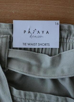 Шорти papaya denim tie waist shorts, хаки5 фото