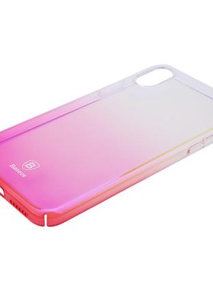 Чехол baseus для iphone x/xs glaze pink (wiapiphx-gc04)4 фото