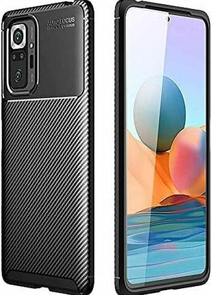 Чохол fiji ultimate carbon для xiaomi redmi note 10 pro противоударный бампер чорний