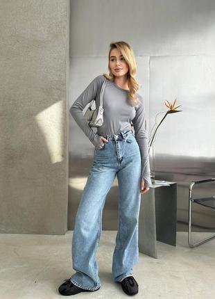 Трендовые женские джинсы палаццо широкие внизу качественные турецкого производства